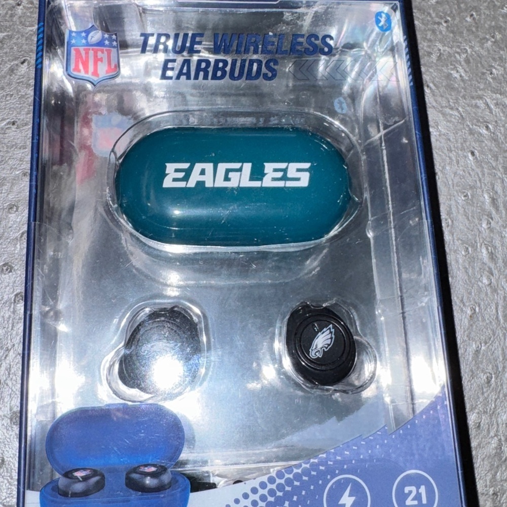 NFL Eagles True Wireless Earbuds - Teal and Black